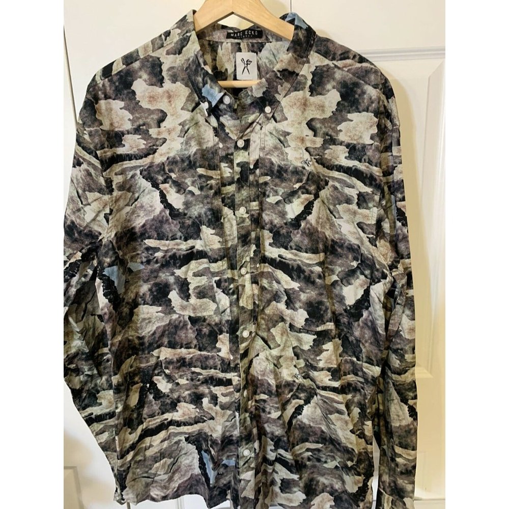 Marc‎ Ecko Cut & Sew Men’s Sz XL Gray Button Up Shirt Long Sleeve